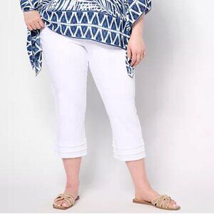 Belle by Kim Gravel Pet TripleLuxe Twill Triple Fray Crop Jean-White-Petite 12